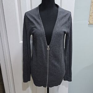 Michael Kors Gray Cardigan with Silver Zipper Size M